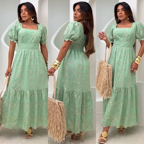 VESTIDO VISCOSE BORDADO LESI� 3D - TAMANHO �NICO - C�D:10013901