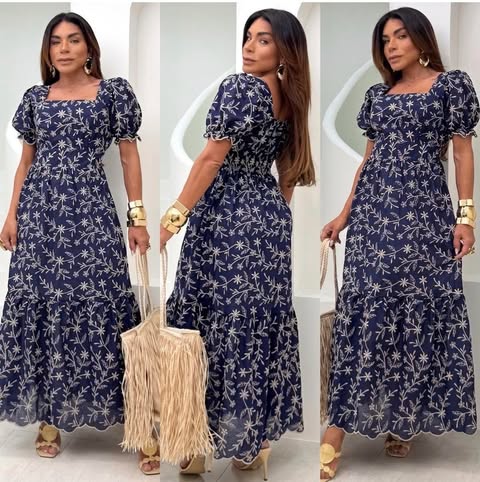 VESTIDO VISCOSE BORDADO LESI� 3D - TAMANHO �NICO - C�D:10013901