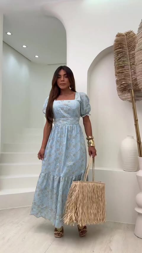 VESTIDO VISCOSE BORDADO LESI� 3D - TAMANHO �NICO - C�D:10013901