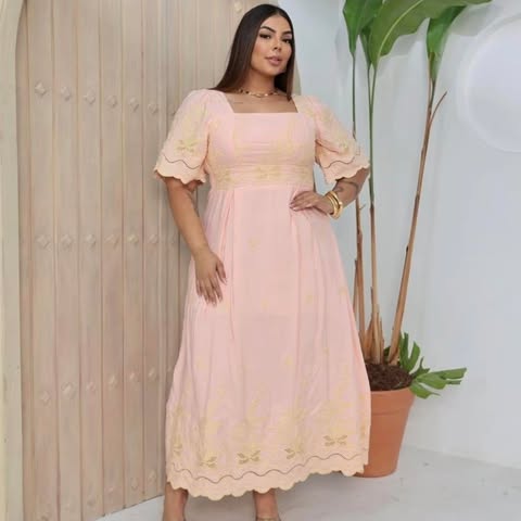 VESTIDO BORDADO - PLUS SIZE - VISCOLINHO 3D - C�D:10013909