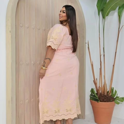 VESTIDO BORDADO - PLUS SIZE - VISCOLINHO 3D - C�D:10013909