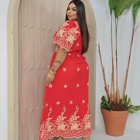 VESTIDO BORDADO - PLUS SIZE - VISCOLINHO 3D - C�D:10013909