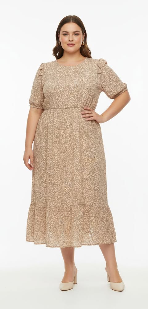 VESTIDO VISCOLINHO - TAMANHO G1 - ESTAMPADO FLORAL-C�D:10013916