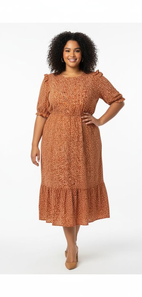 VESTIDO VISCOLINHO - TAMANHO G1 - ESTAMPADO FLORAL-C�D:10013916