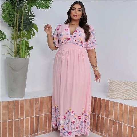 VESTIDO PLUS SIZE-VISCOLINHO-C�D:10013948 PLUS SIZE