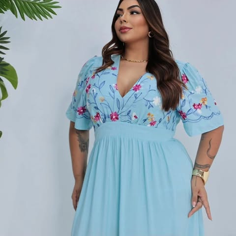 VESTIDO PLUS SIZE-VISCOLINHO-C�D:10013948 PLUS SIZE
