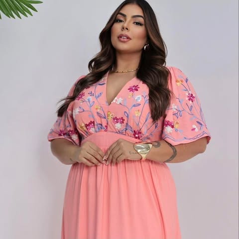 VESTIDO PLUS SIZE-VISCOLINHO-C�D:10013948 PLUS SIZE