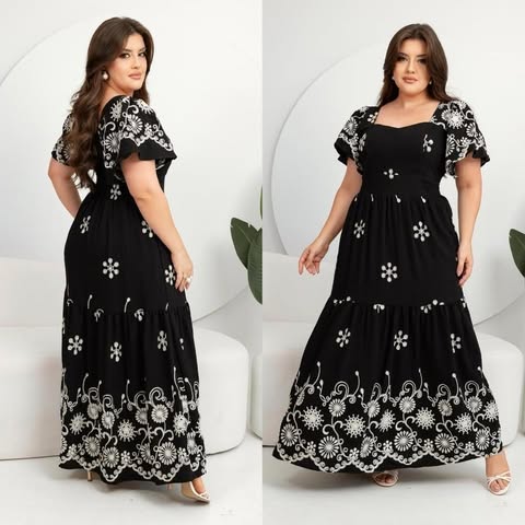 VESTIDO VISCOMIDA  BORDADO - C�D:10113909 TAMANHO �NICO