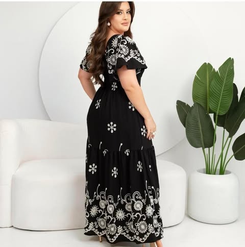 VESTIDO VISCOMIDA  BORDADO - C�D:10113909 TAMANHO �NICO