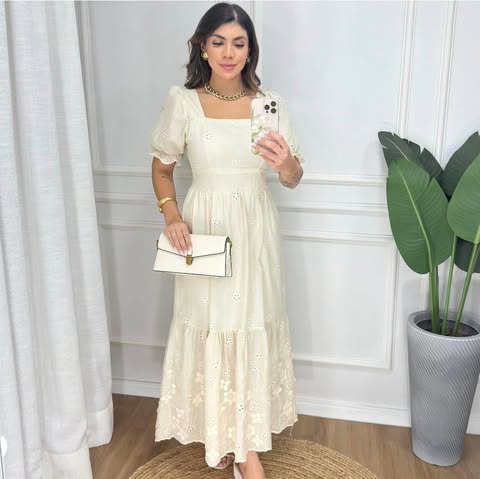 VESTIDO VISCOSE LESIE AREIA  - C�D:10113911  TAMANHO �NICO