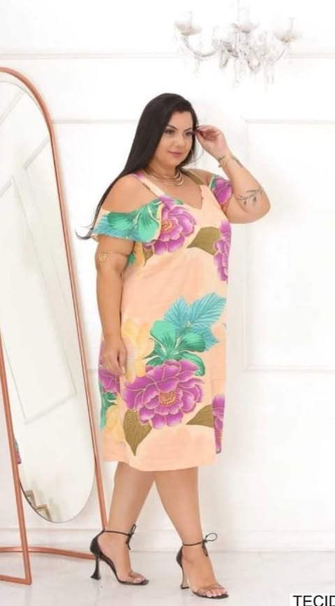 VESTIDO VISCOLINHO PLUS MIDI - TAMANHO G1 AO G4 - C�D:10013958
