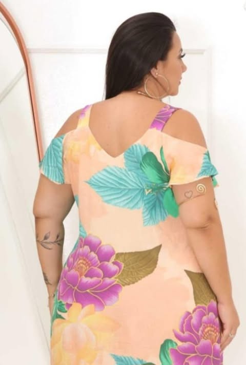 VESTIDO VISCOLINHO PLUS MIDI - TAMANHO G1 AO G4 - C�D:10013958