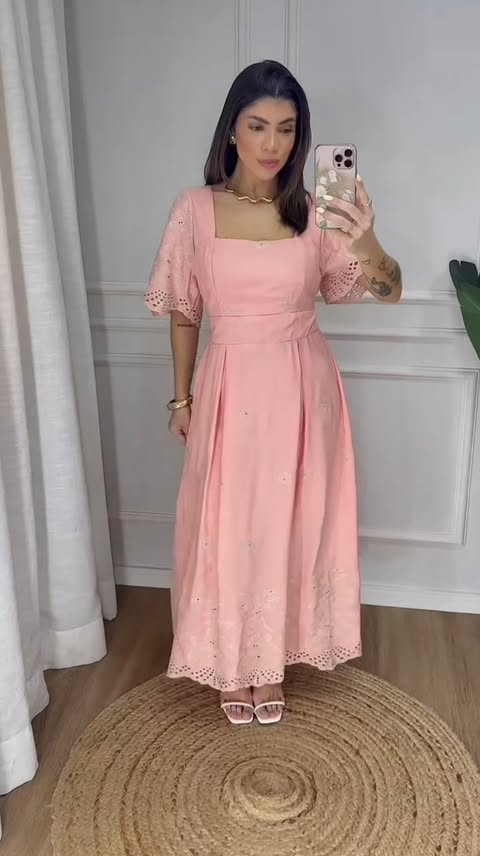 VESTIDO VISCOLINHO BORDADO EM LESI� 3D - TAMANHO �NICO - C�D:10013961