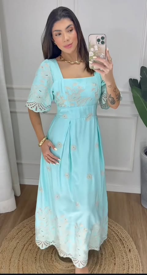 VESTIDO VISCOLINHO BORDADO EM LESI� 3D - TAMANHO �NICO - C�D:10013961