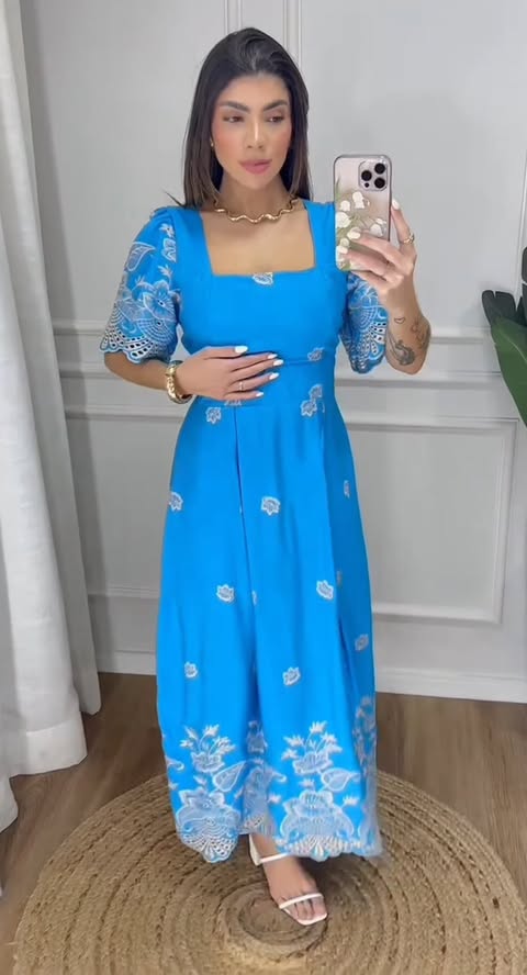 VESTIDO VISCOLINHO BORDADO EM LESI� 3D - TAMANHO �NICO - C�D:10013961