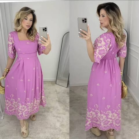 VESTIDO VISCOLINHO BORDADO EM LESI� 3D - TAMANHO �NICO - C�D:10013961