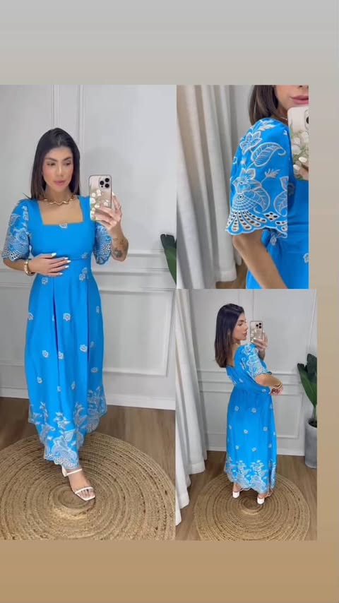 VESTIDO VISCOLINHO BORDADO EM LESI� 3D - TAMANHO �NICO - C�D:10013961