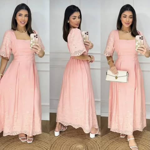 VESTIDO VISCOLINHO BORDADO EM LESI� 3D - TAMANHO �NICO - C�D:10013961