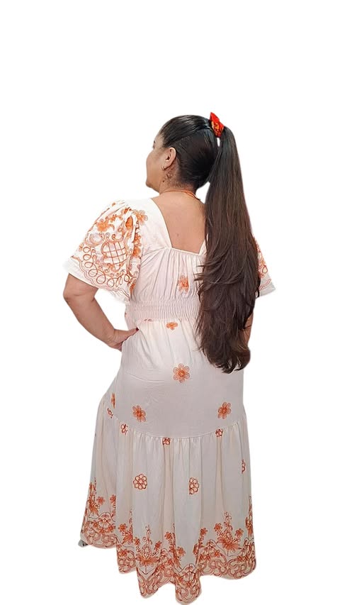 VESTIDO VISCOMIDA BORDADO - C�D:10013963 - TAMANHO G2