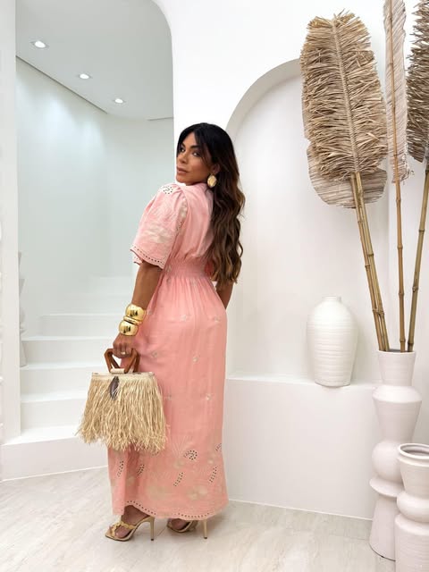 VESTIDO VISCOLINHO BORDADO EM LESI� 3D - C�D:101010406 - TAMANHO �NICO