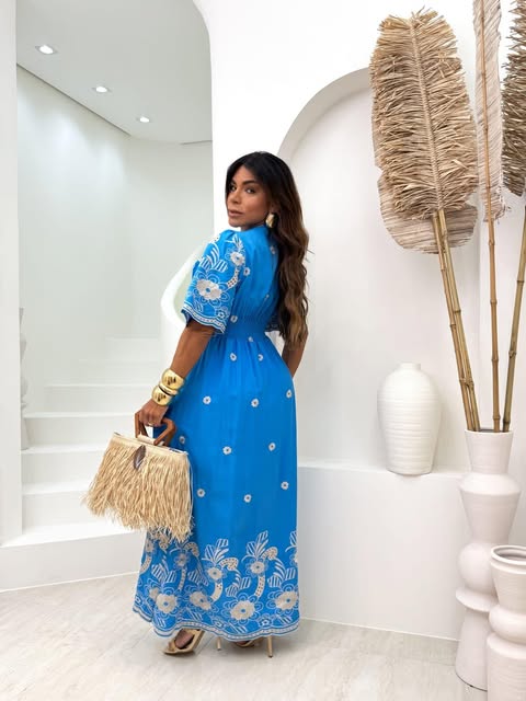 VESTIDO VISCOLINHO BORDADO EM LESI� 3D - C�D:101010407 - TAMANHO �NICO