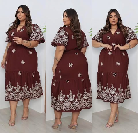 VESTIDO VISCOMIDA  BORDADO - C�D:101010412 - TAMANHO G2