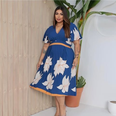 VESTIDO VISCOLINHO  AZUL ESTAMPADO C�D:101010415  TAMANHO G2